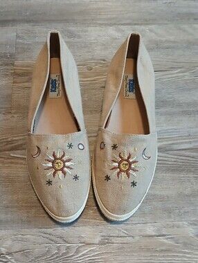 Like New VINTAGE OG Keds 1990's Slip On Khaki Canvas Celestial Shoes Size 10